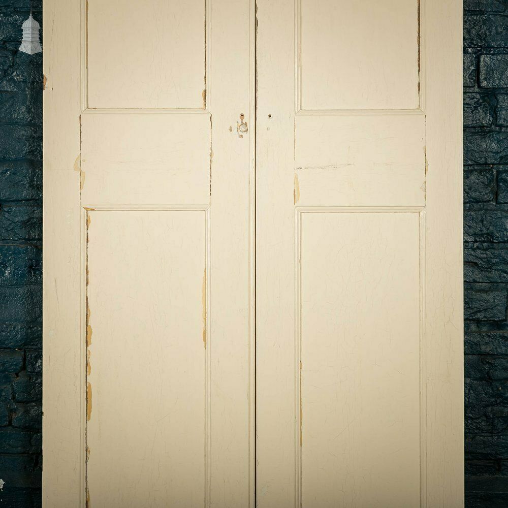 Pine Paneled Shutters, 2 Panel White Painted Set Of 2 Pairs photo vinterior
