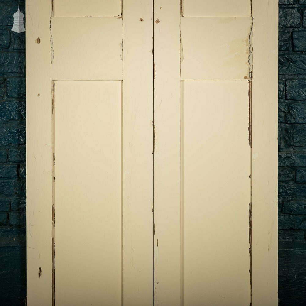 photo vinterior Pine Paneled Shutters, 2 Panel White Painted Set Of 2 Pairs