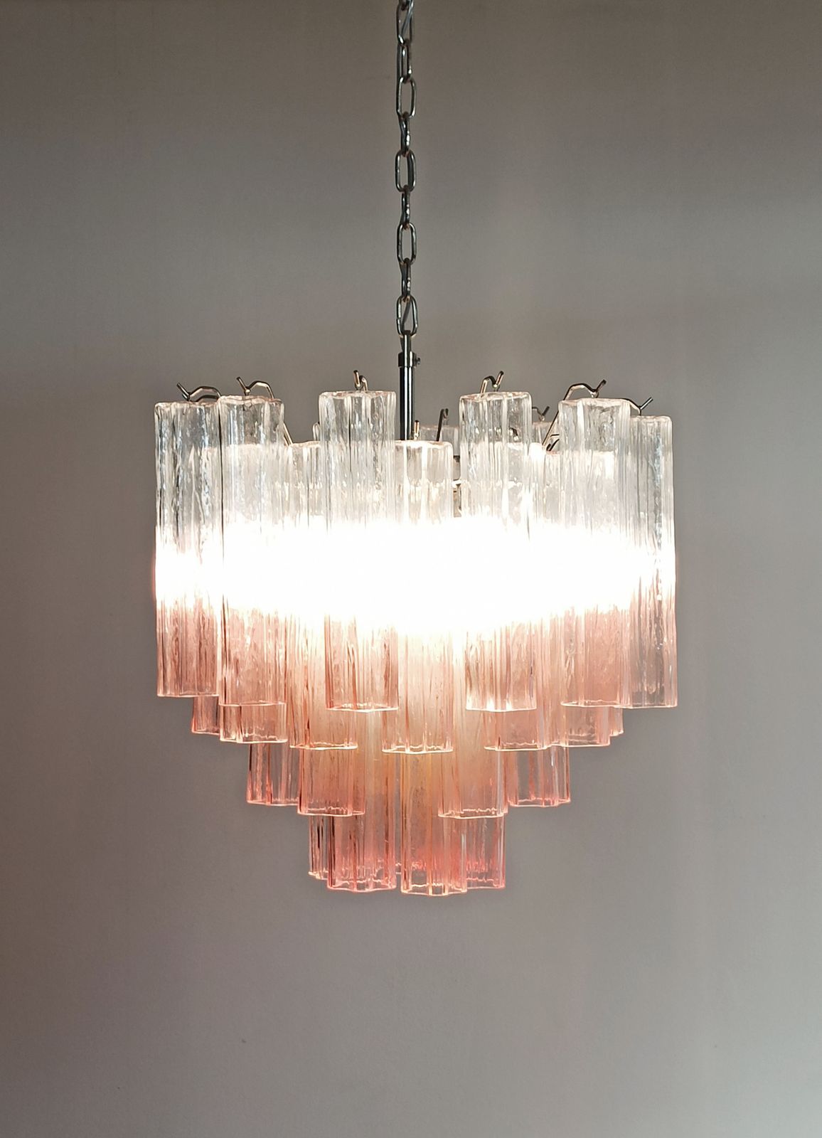 photo for sale Fantastic Murano Glass Tube Chandelier   36 Shaded Pink Glass Tube