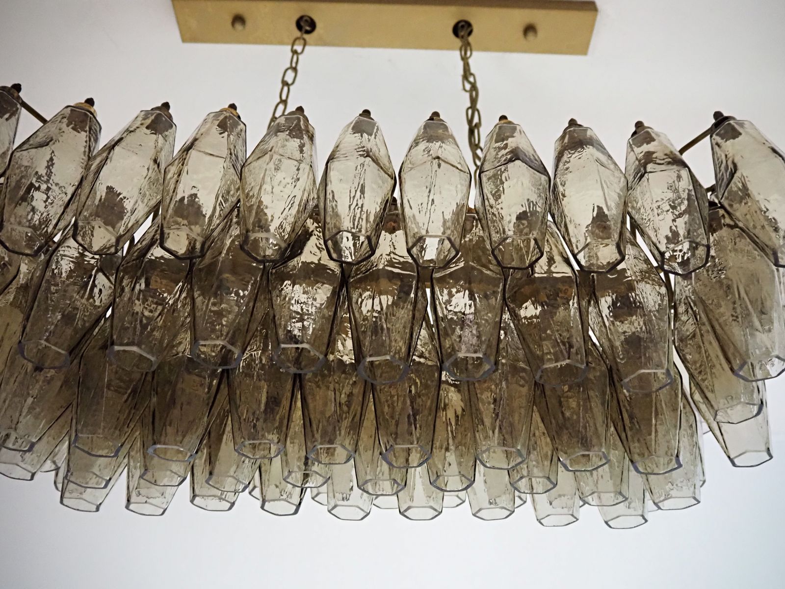photo for sale Elegant Murano Poliedri Chandelier   Carlo Scarpa   84 Smoked Glasses