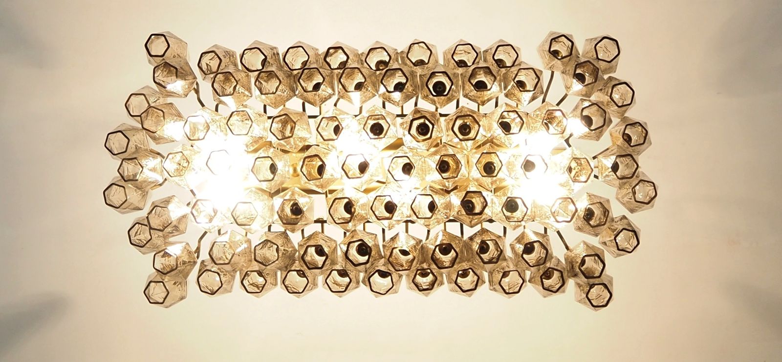1560.0 Elegant Murano Poliedri Chandelier   Carlo Scarpa   84 Smoked Glasses photo