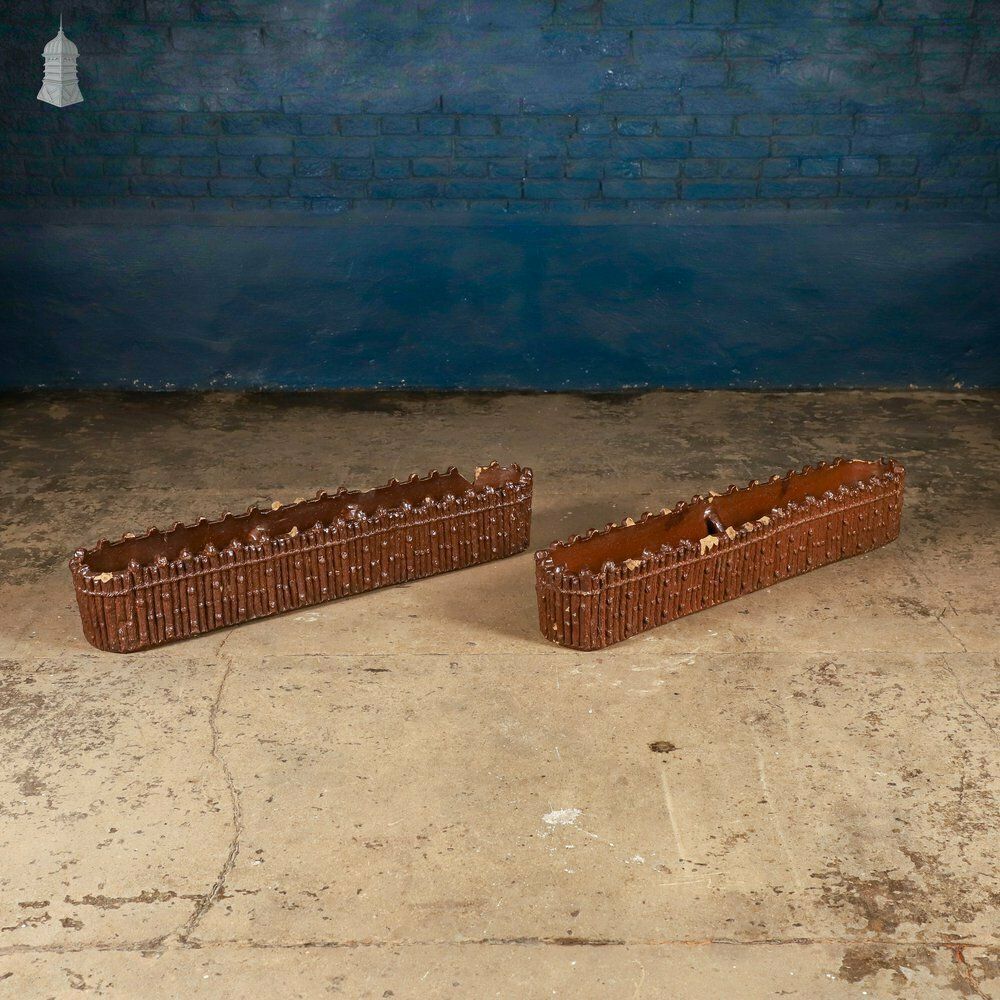 Salt Glazed Planters, Pair Of Rare 19th C Ceramic Planters