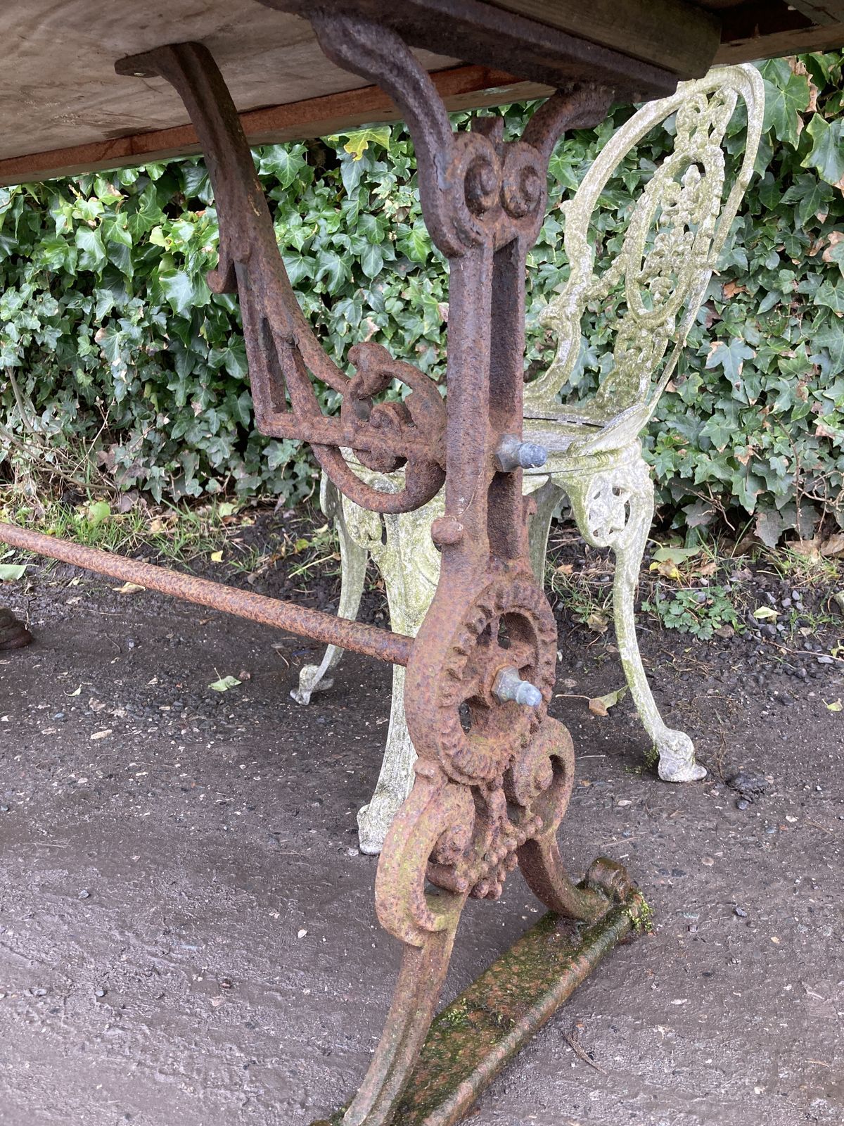 Victorian Hardy Hirst Huddersfield Cast Iron Mahogany Top Garden Table photo vinterior
