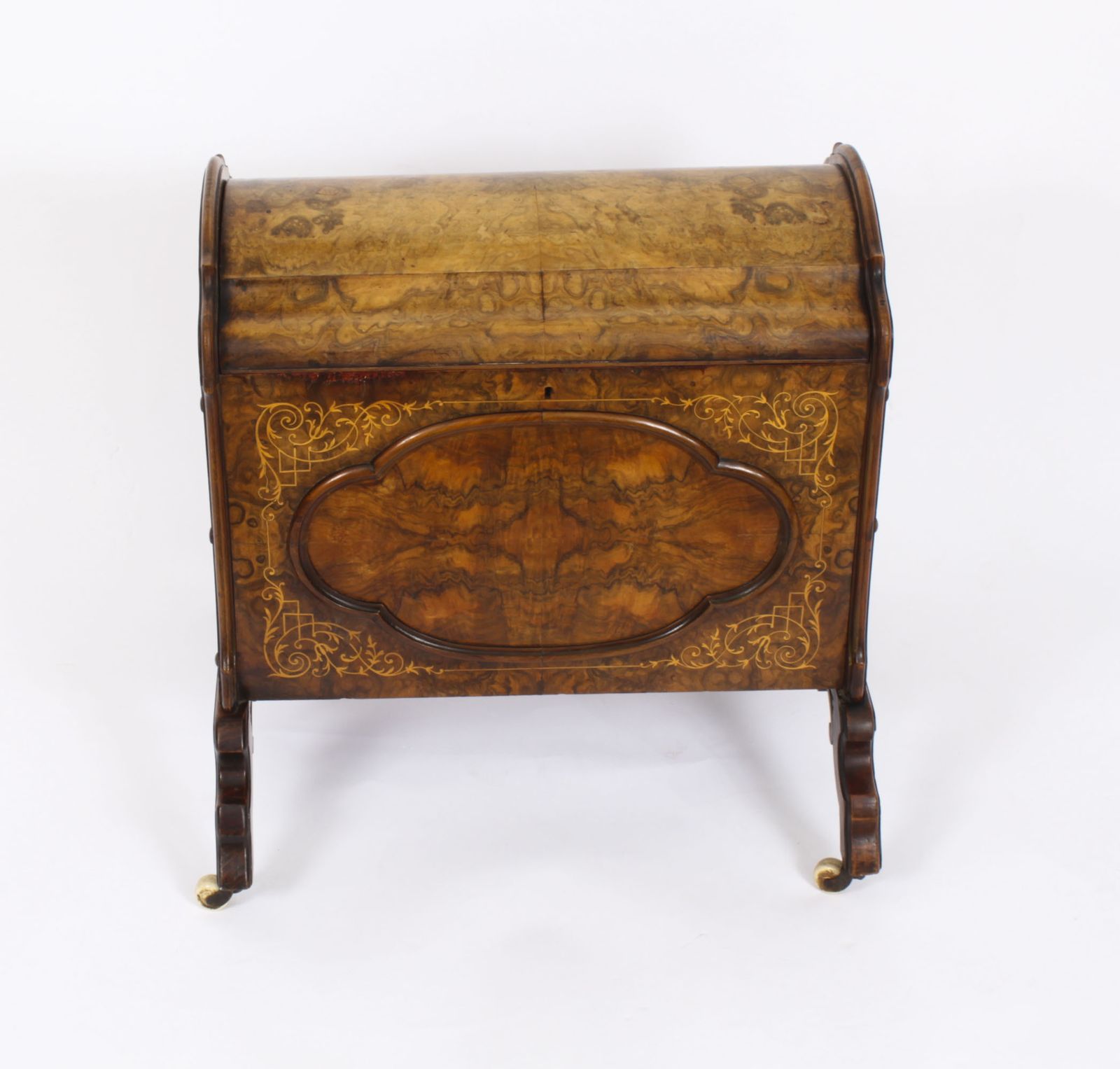Victorian Burr Walnut & Inlaid Marquetry Canterbury Magazine Rack 19th C photo furniture