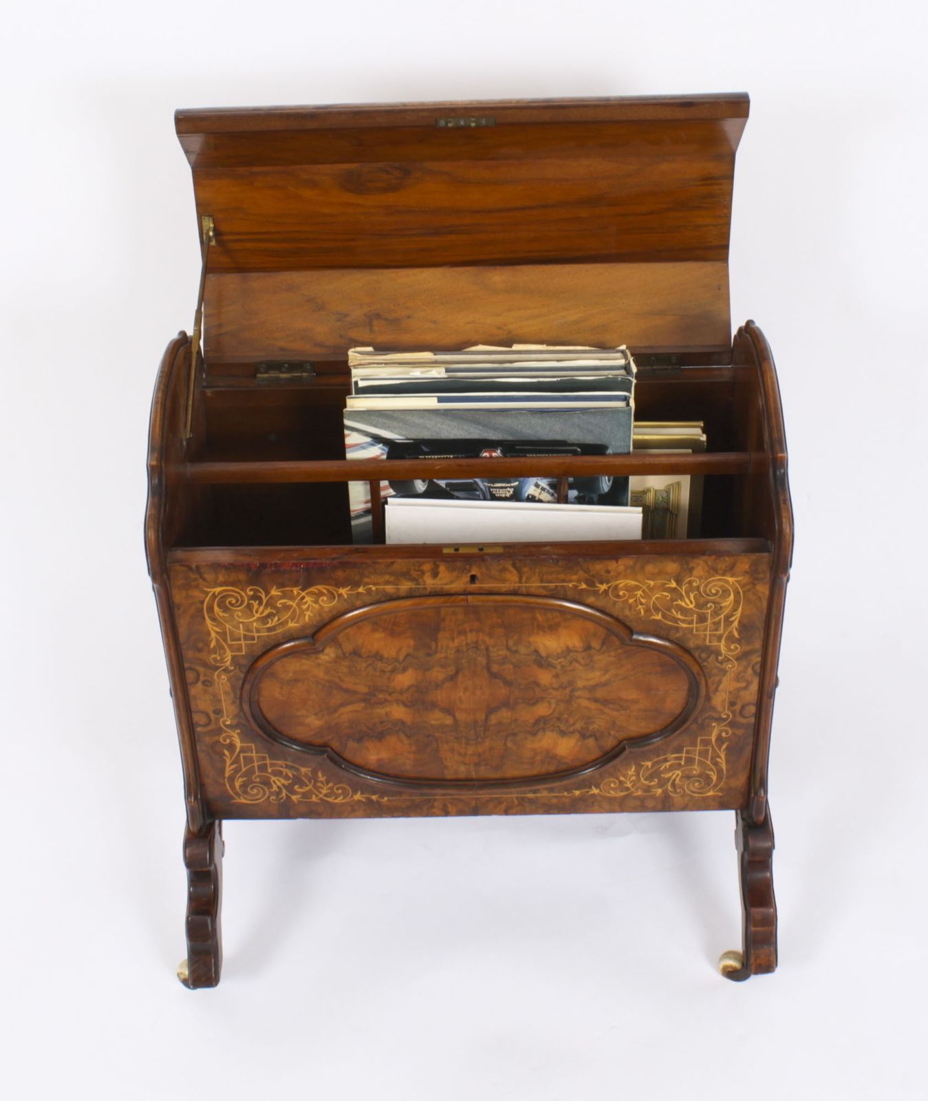 Victorian Burr Walnut & Inlaid Marquetry Canterbury Magazine Rack 19th C photo buy