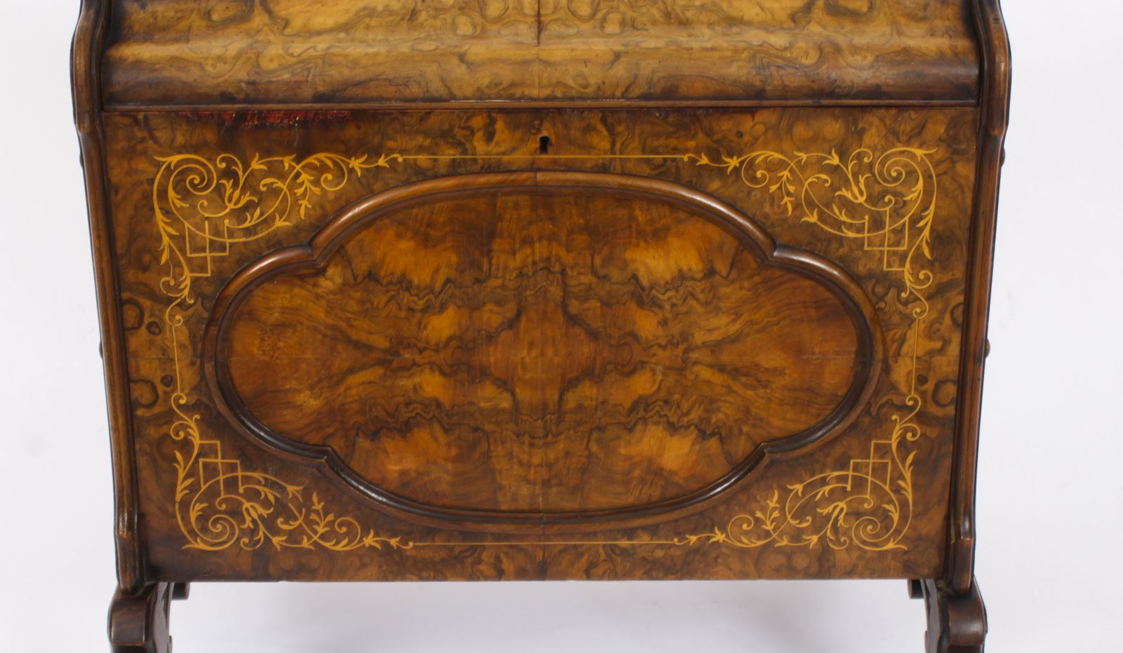 photo for sale Victorian Burr Walnut & Inlaid Marquetry Canterbury Magazine Rack 19th C
