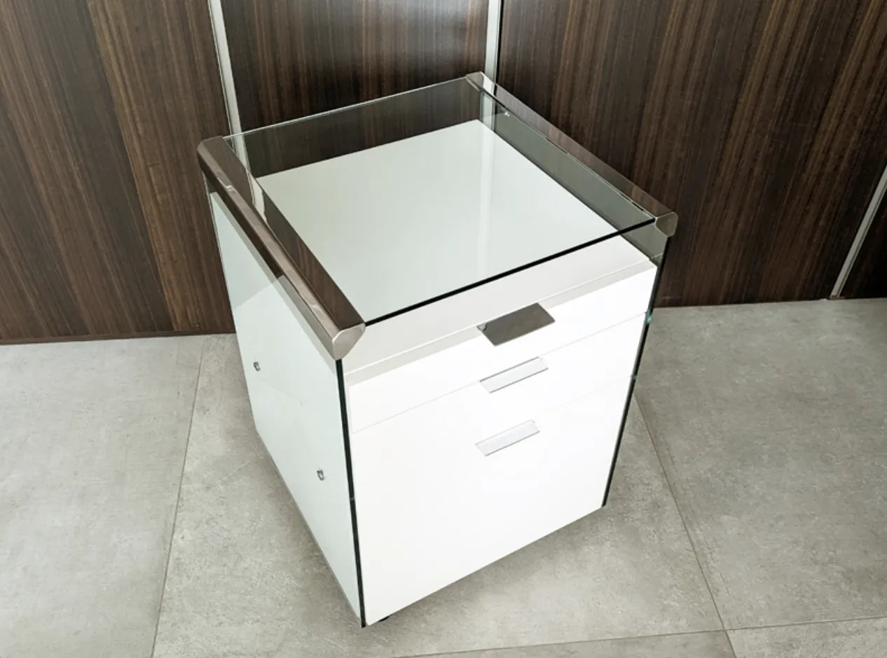 photo vintage Glass, Painted Wood & Chrome Plated Metal 1990s Desk By Gallotti E Radice
