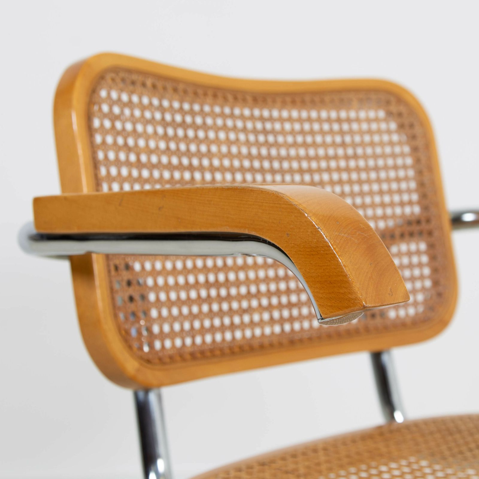 Marcel Breuer Style Cane And Chrome Armchair By Cidue C1970 photo 365.0