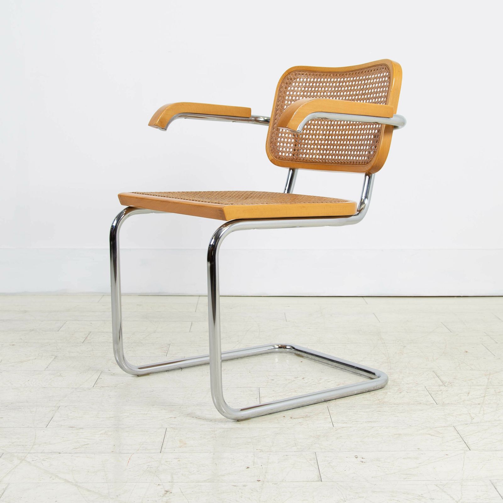 Furniture Marcel Breuer Style Cane And Chrome Armchair By Cidue C1970 photo