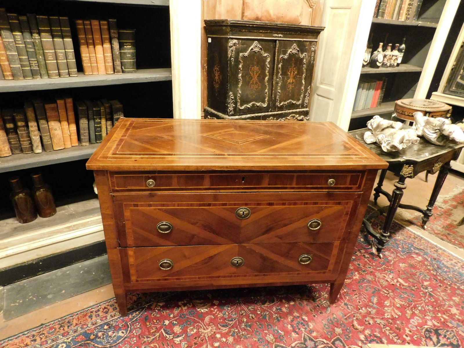 Dresser, Louis XVI Chest Of Drawers, Veneered And Inlaid, Genoa (Italy) photo Furniture