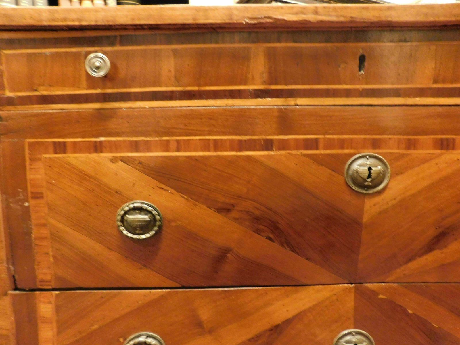 Dresser, Louis XVI Chest Of Drawers, Veneered And Inlaid, Genoa (Italy) photo vintage