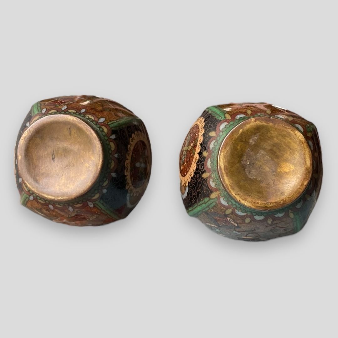 A Pair Of Japanese Cloisonné Mallet Shaped Vases photo 295.0