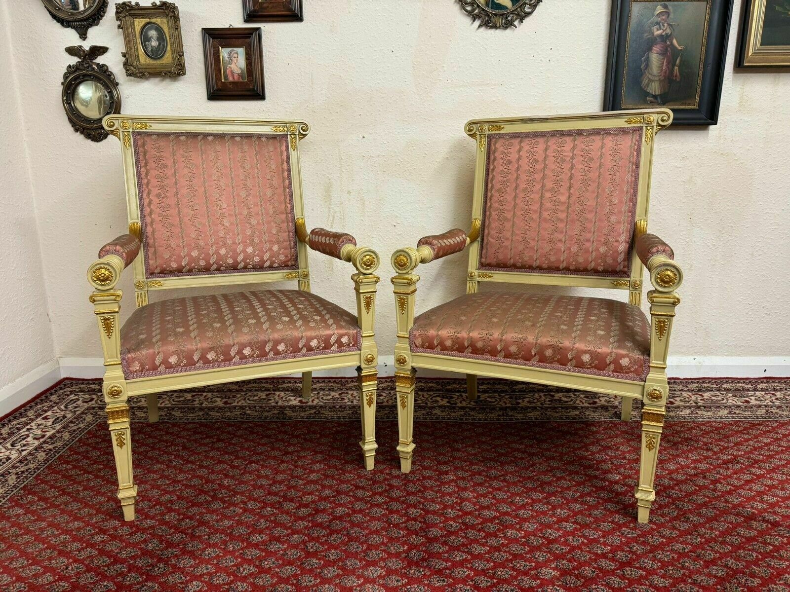 Stunning Pair Of French Antique Upholstered Armchairs Circa 1880