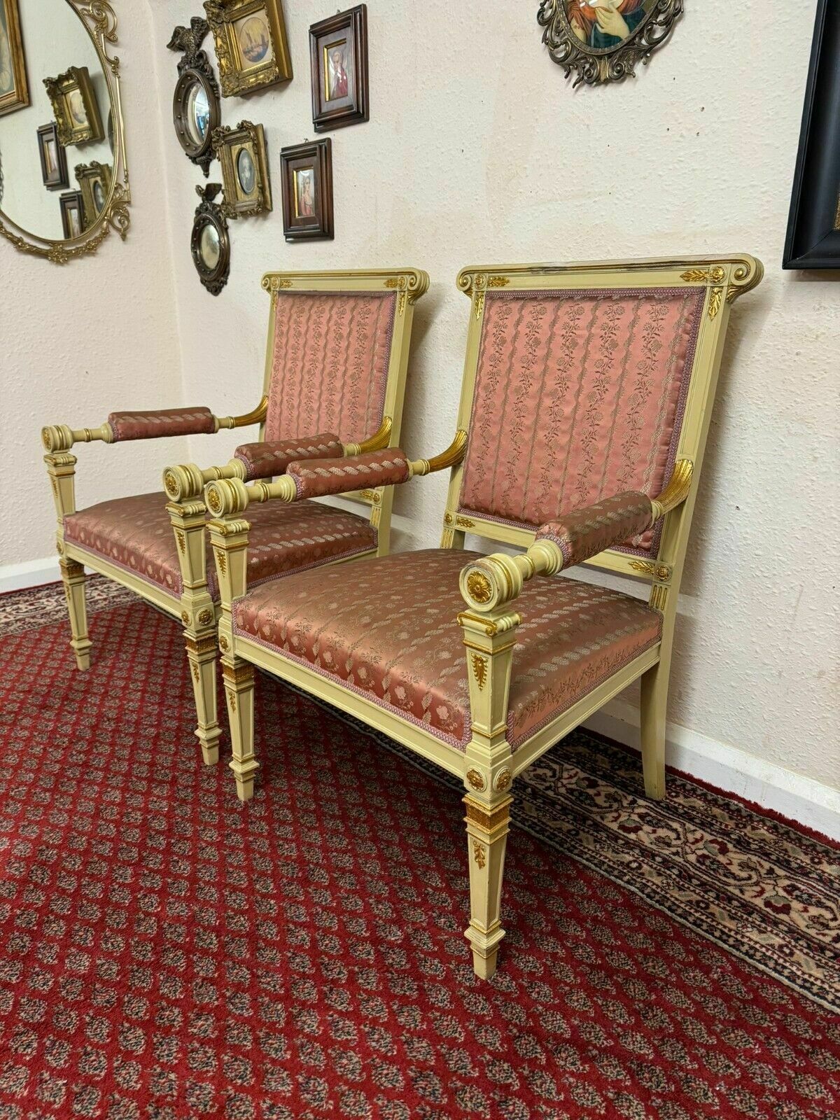 Stunning Pair Of French Antique Upholstered Armchairs Circa 1880 photo Furniture