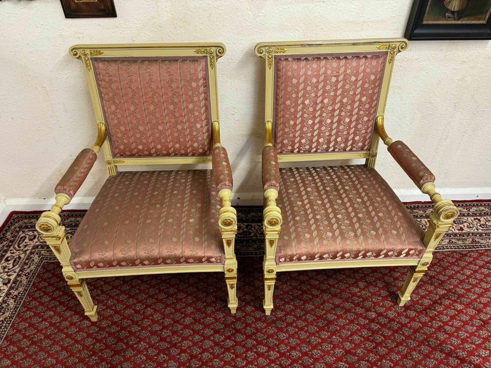 Stunning Pair Of French Antique Upholstered Armchairs Circa 1880 photo vinterior