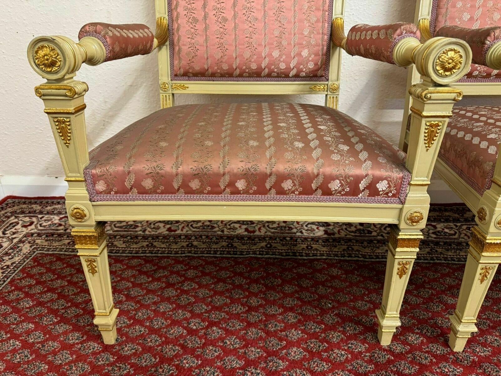 photo for sale Stunning Pair Of French Antique Upholstered Armchairs Circa 1880