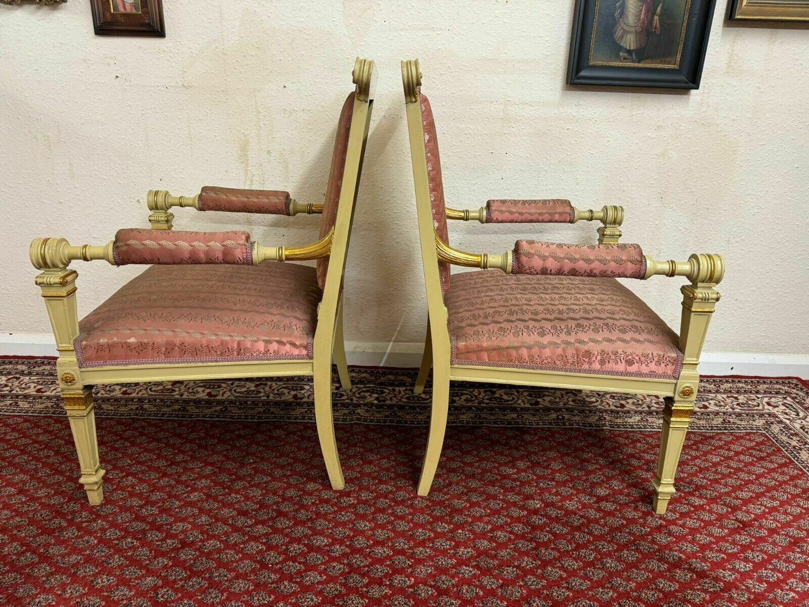photo buy Stunning Pair Of French Antique Upholstered Armchairs Circa 1880