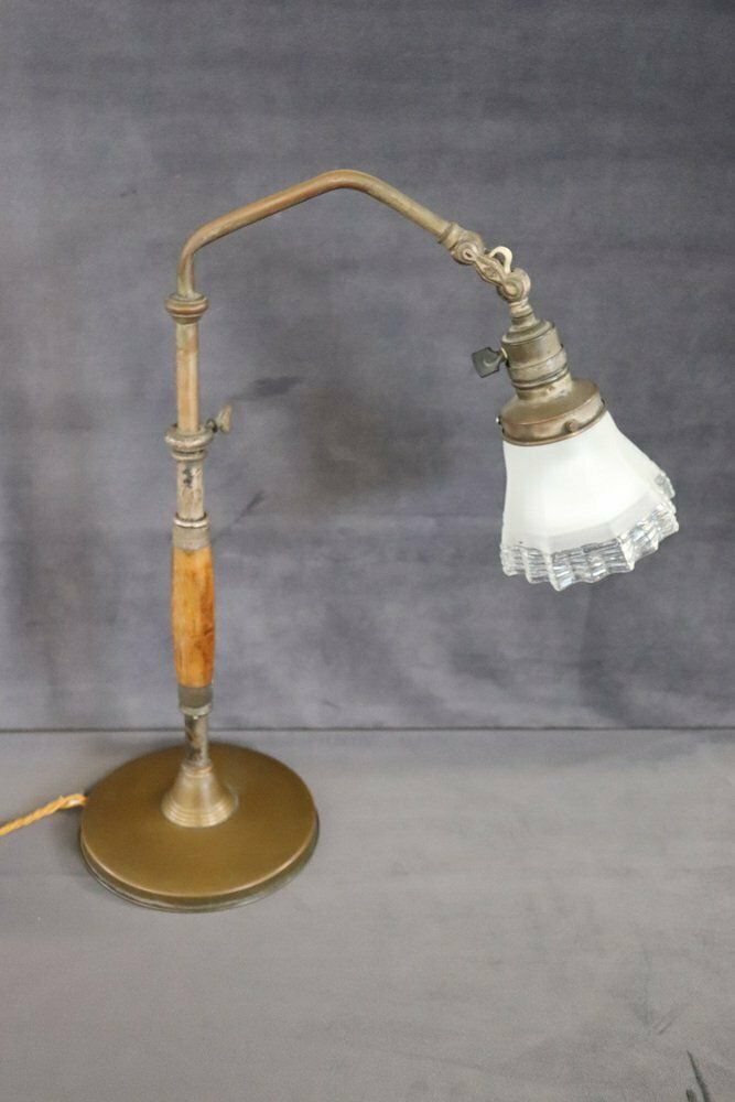 Vintage Brass And Glass Table Lamp, 1930s photo vinterior
