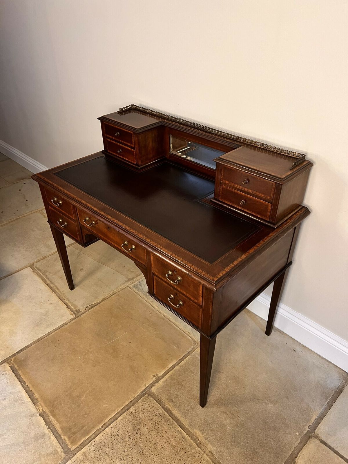 Edwardian Quality Mahogany Inlaid Writing Desk photo Furniture