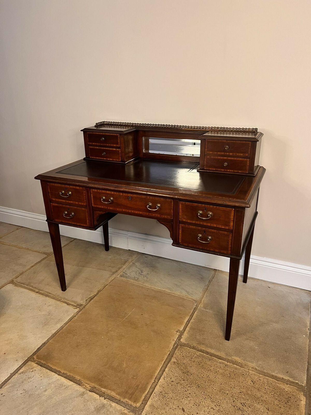 Edwardian Quality Mahogany Inlaid Writing Desk photo buy