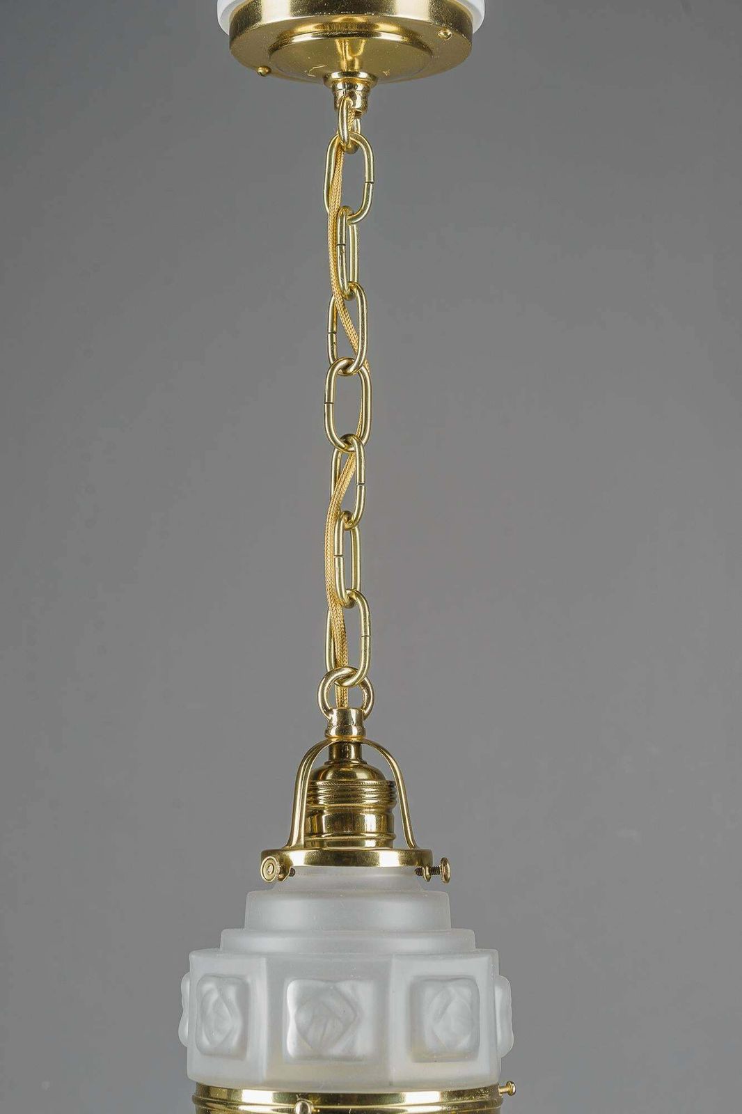 Art Deco Pendant Around 1920s With Frosted Glass Shade Vienna 1920s photo 366.0