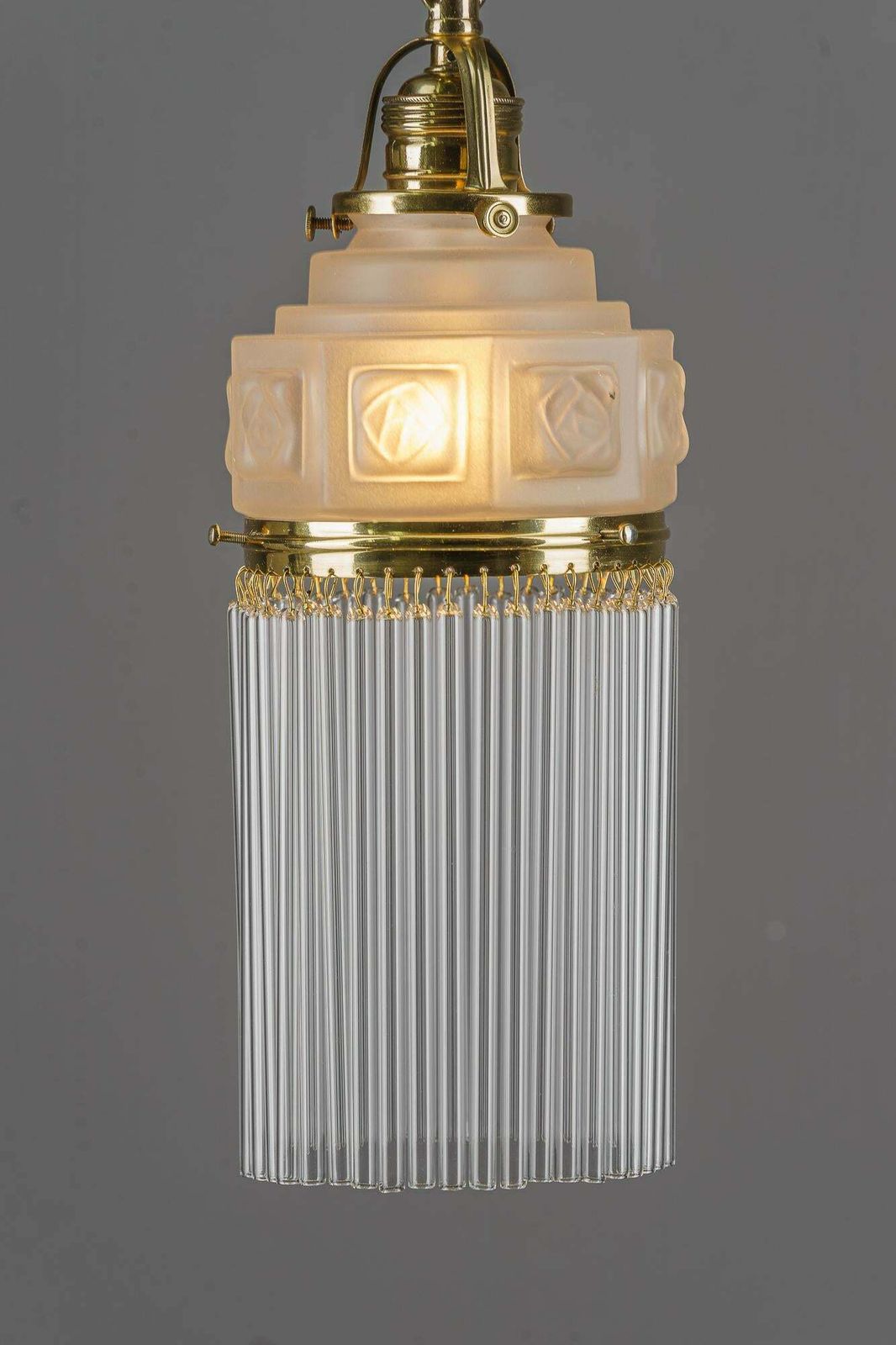 Art Deco Pendant Around 1920s With Frosted Glass Shade Vienna 1920s photo vintage