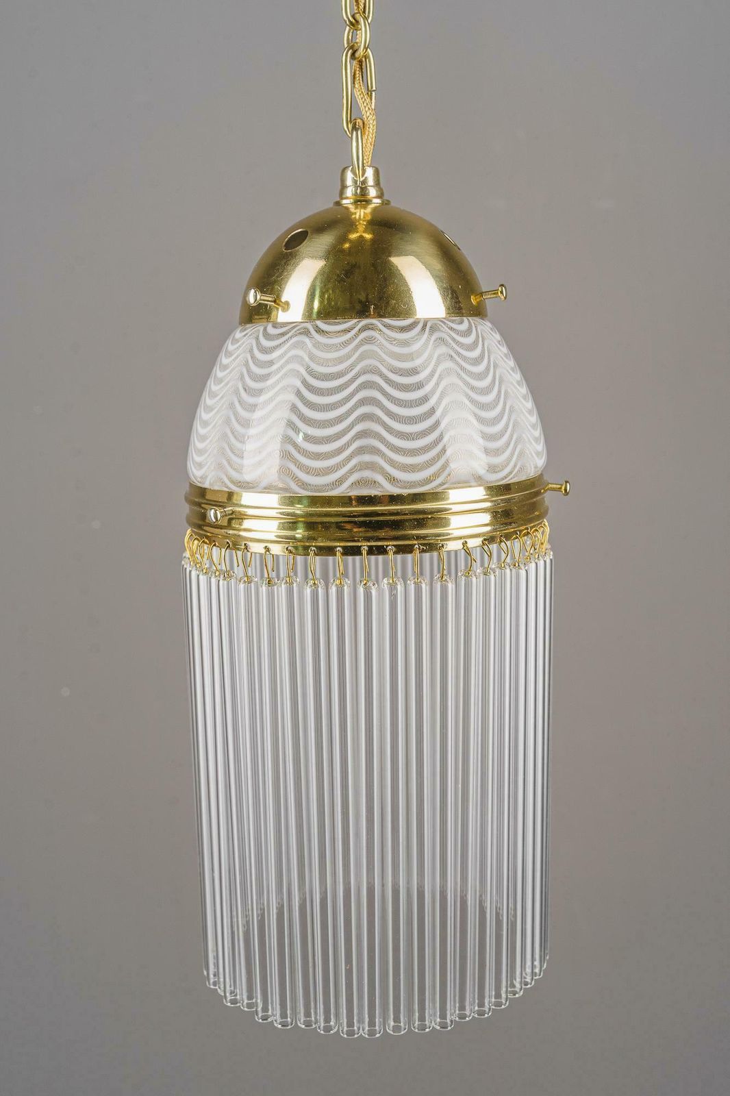 Lighting Art Deco Pendant Around 1920s With Opaline Glass Shade Vienna 1920s photo
