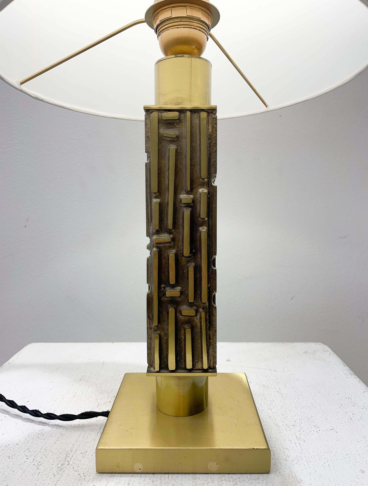 Mid Century Brass And Bronze Table Lamp By Luciano Frigerio, Italy, 1970s photo furniture