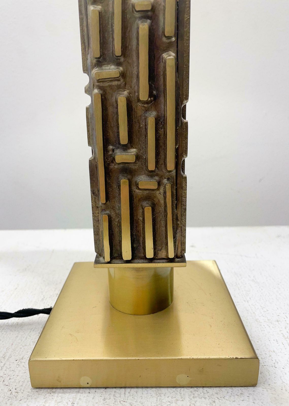 Mid Century Brass And Bronze Table Lamp By Luciano Frigerio, Italy, 1970s photo Lighting