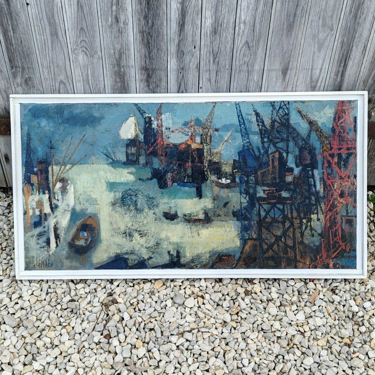 Port de Marseille, huile sur toile, par Robert Lepine (1929-2017) photo furniture