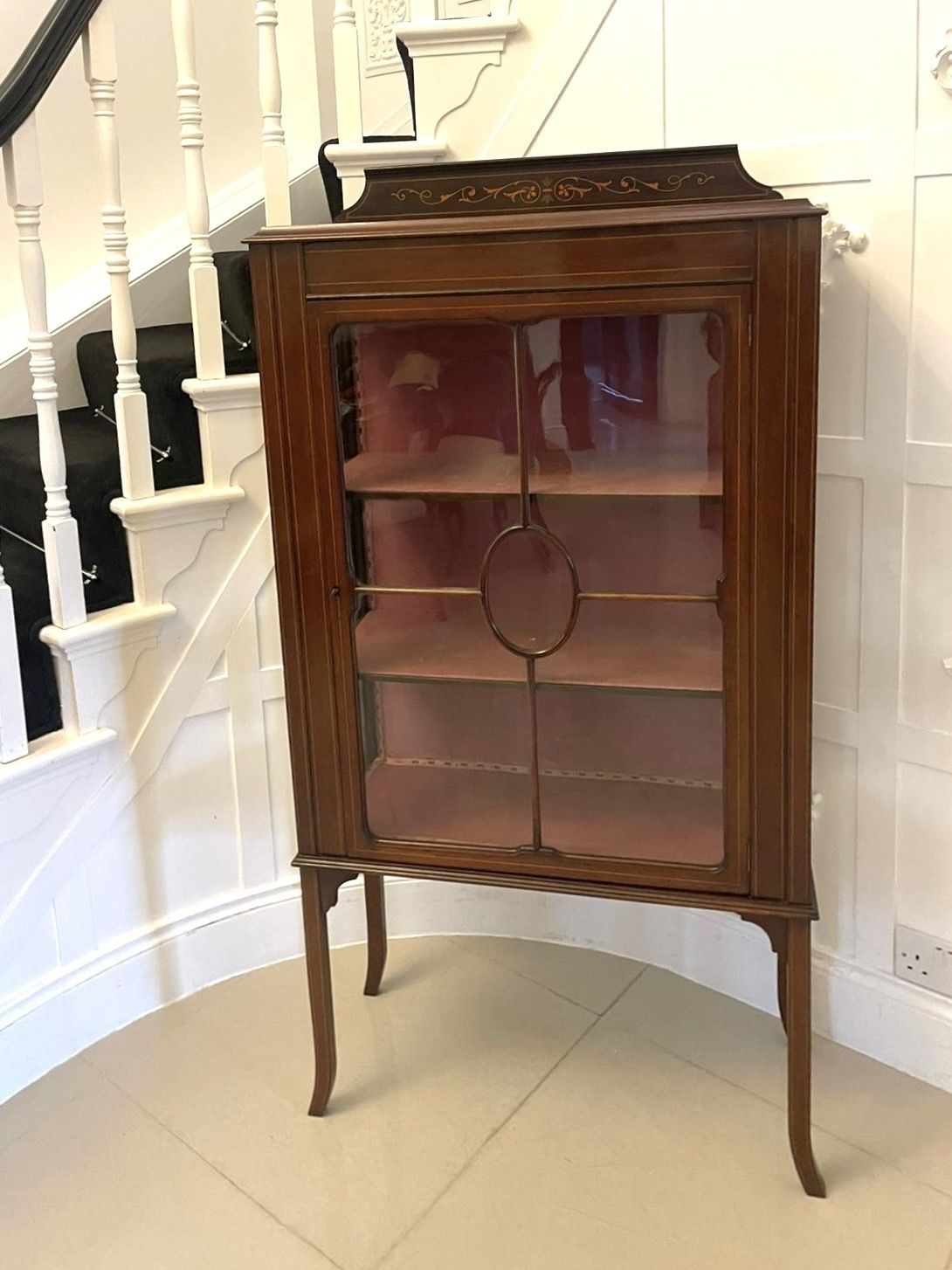 Antique Early 20th Century Quality Mahogany Inlaid Display Cabinet photo buy