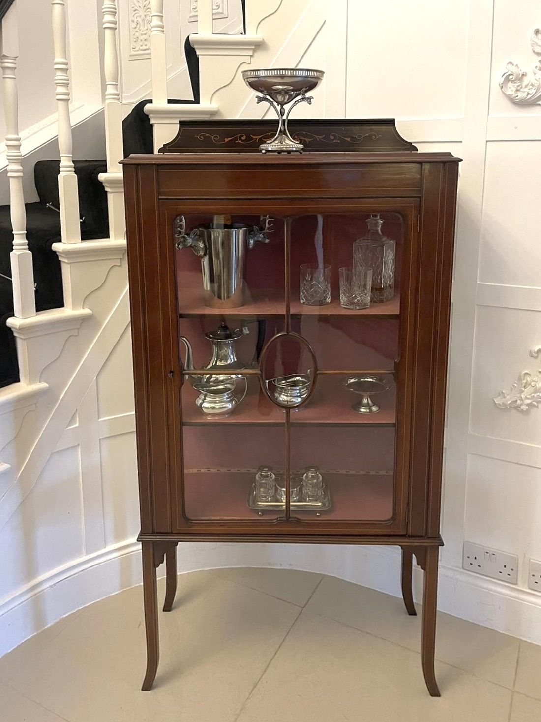 Antique Early 20th Century Quality Mahogany Inlaid Display Cabinet photo vintage