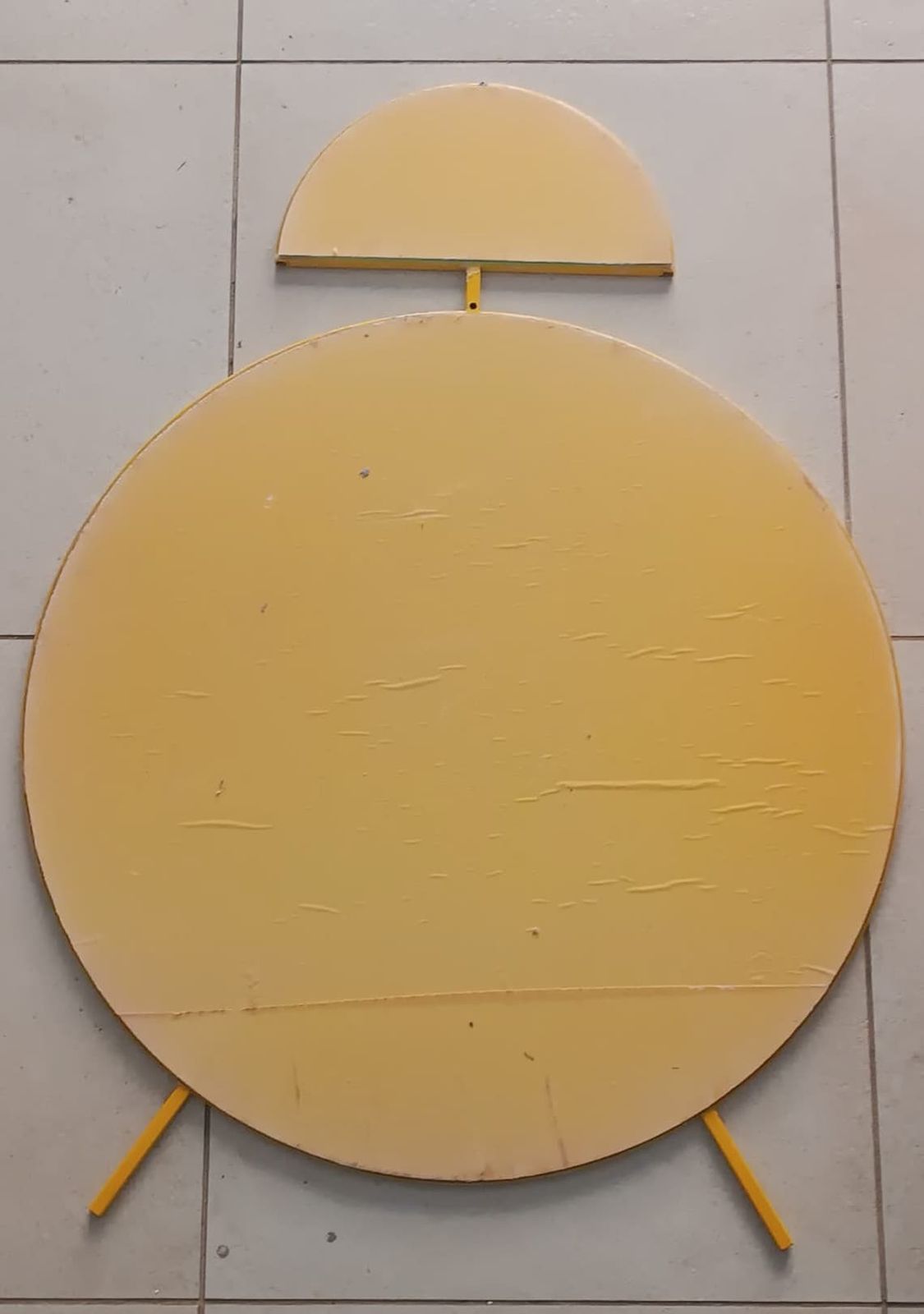 Large Mirror In The Shape Of An Alarm Clock, Yellow Metal Frame For The Wall, Pop Art Design, Memphis Style photo buy