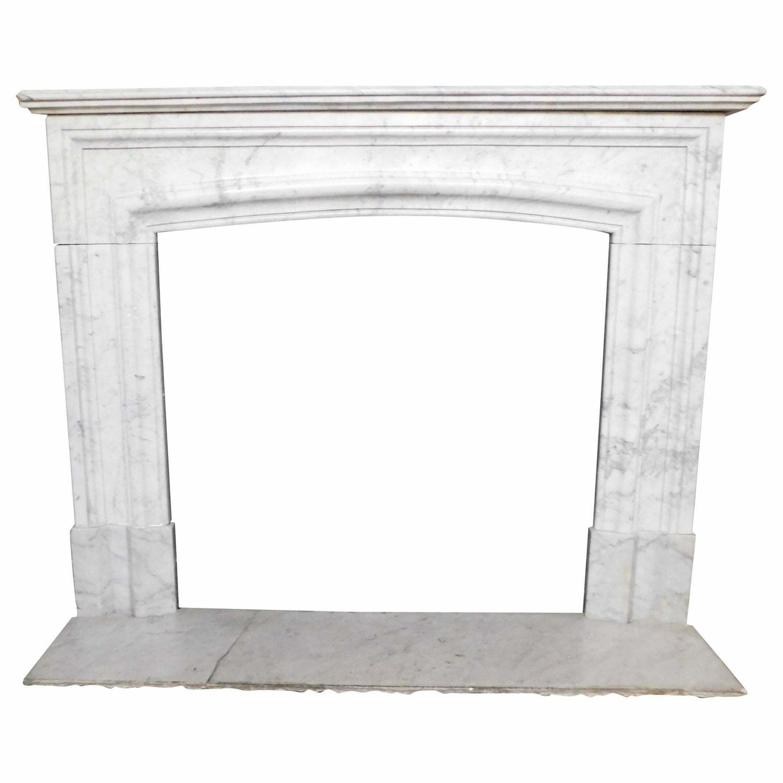 Old White Carrara Marble Mantle Fireplace With Sculpted Legs, France