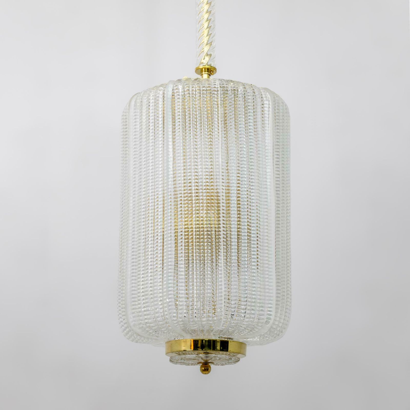 Attributed To Tomaso Buzzi Art Dèco Style Brass Murano Glass Lantern Chandelier photo for sale