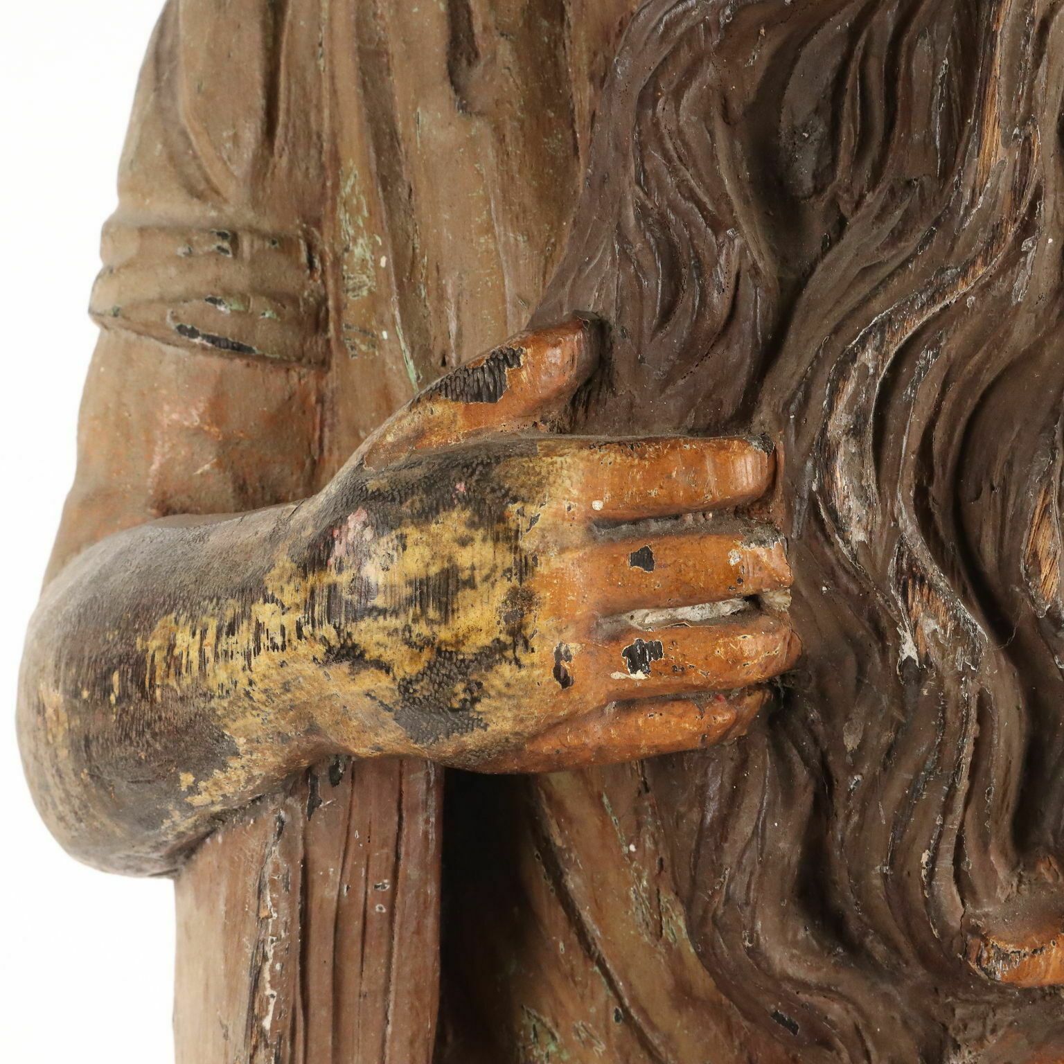 Antique Statue Religious Subject Wood Spain Late XVIII Century photo vinterior