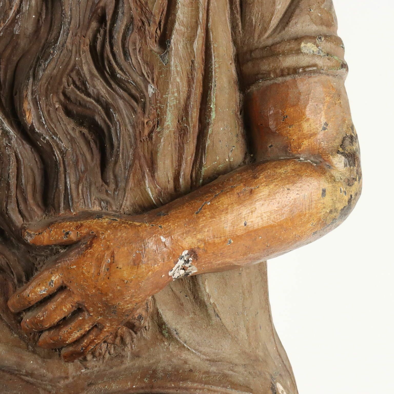 Antique Statue Religious Subject Wood Spain Late XVIII Century photo vintage