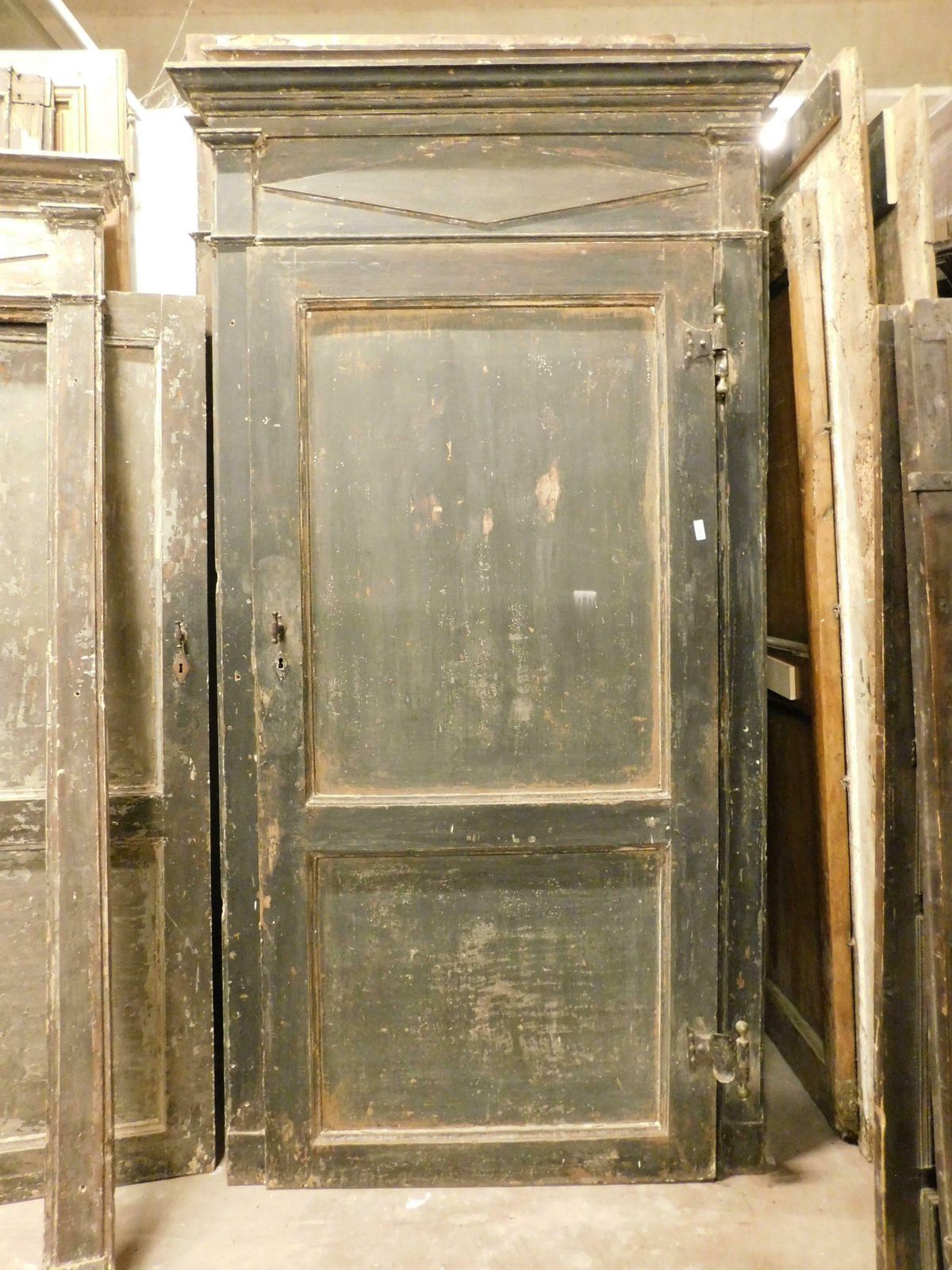 4 Antique Lacquered Doors, First Patina And Original Frame, Italy photo for sale