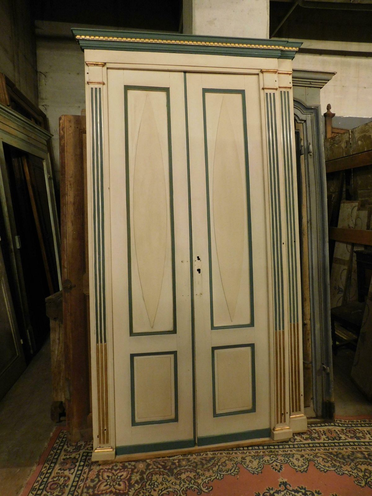Pair Of Double Wing Doors, Lacquered And Gilded With Frame, Italy photo furniture