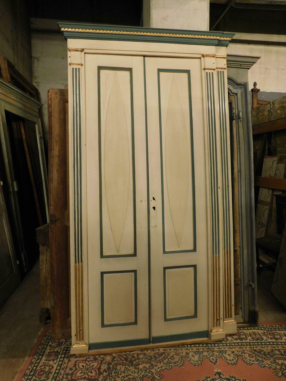 Pair Of Double Wing Doors, Lacquered And Gilded With Frame, Italy photo for sale