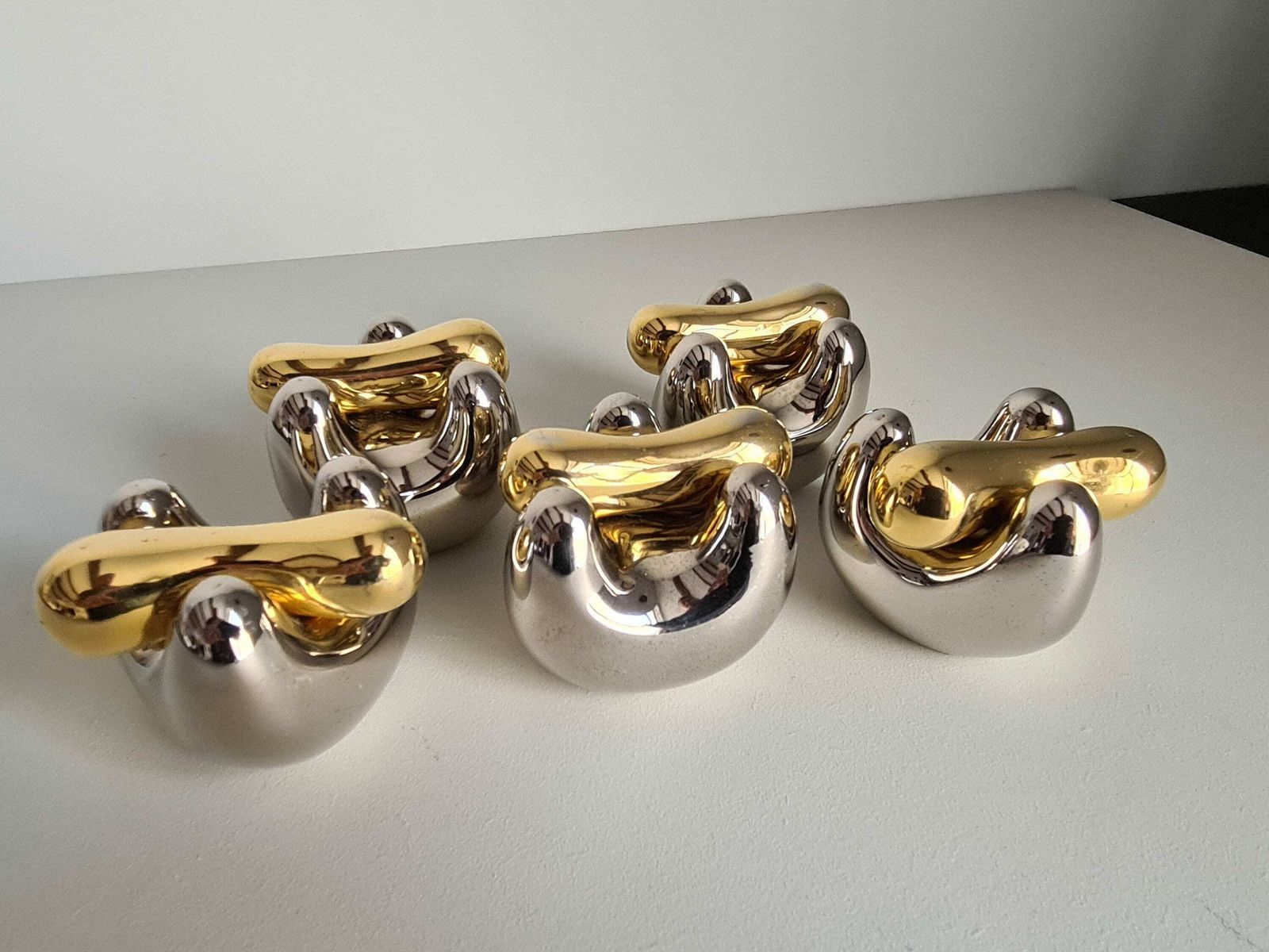 Lot Of 5 Metal Sculptures Representing The Fluid Man / Sculpture / 1970 / Collection / Art / Vintage / Mid Century / 20th Century