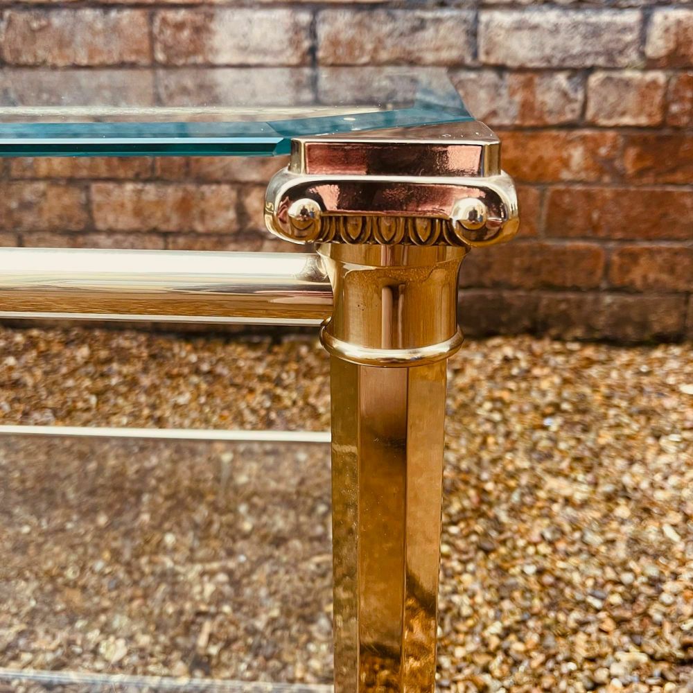 Vintage Mid Century Gilt Metal Hollywood Regency Italian Two Tier Coffee Table