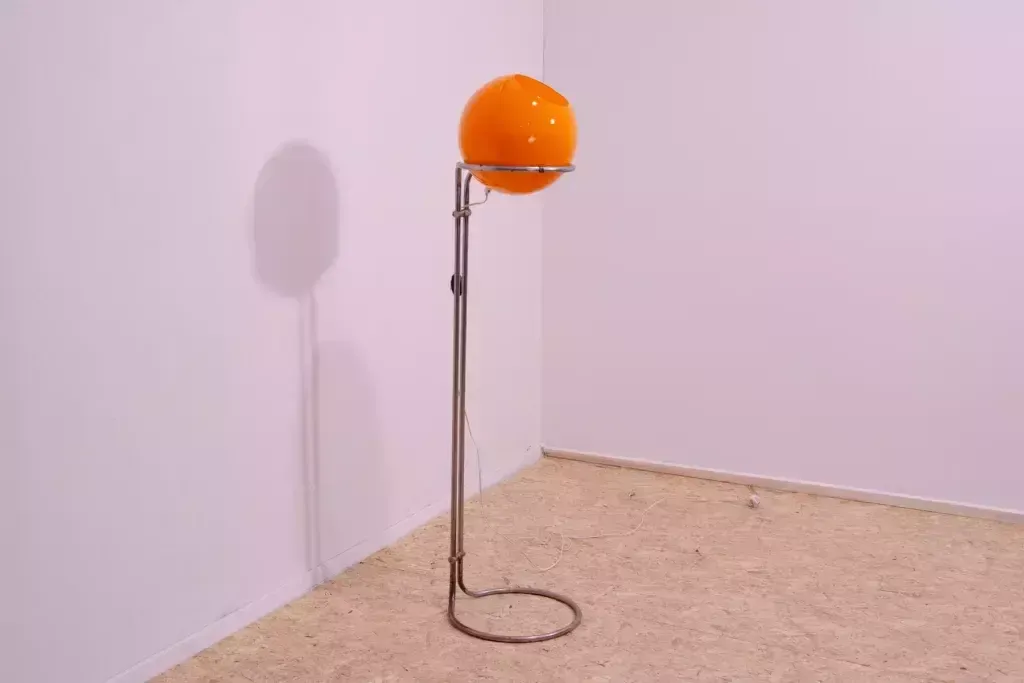Atomic Age Orange Glass Floor Lamp By Tibor Hazi Hungary 1973 photo furniture
