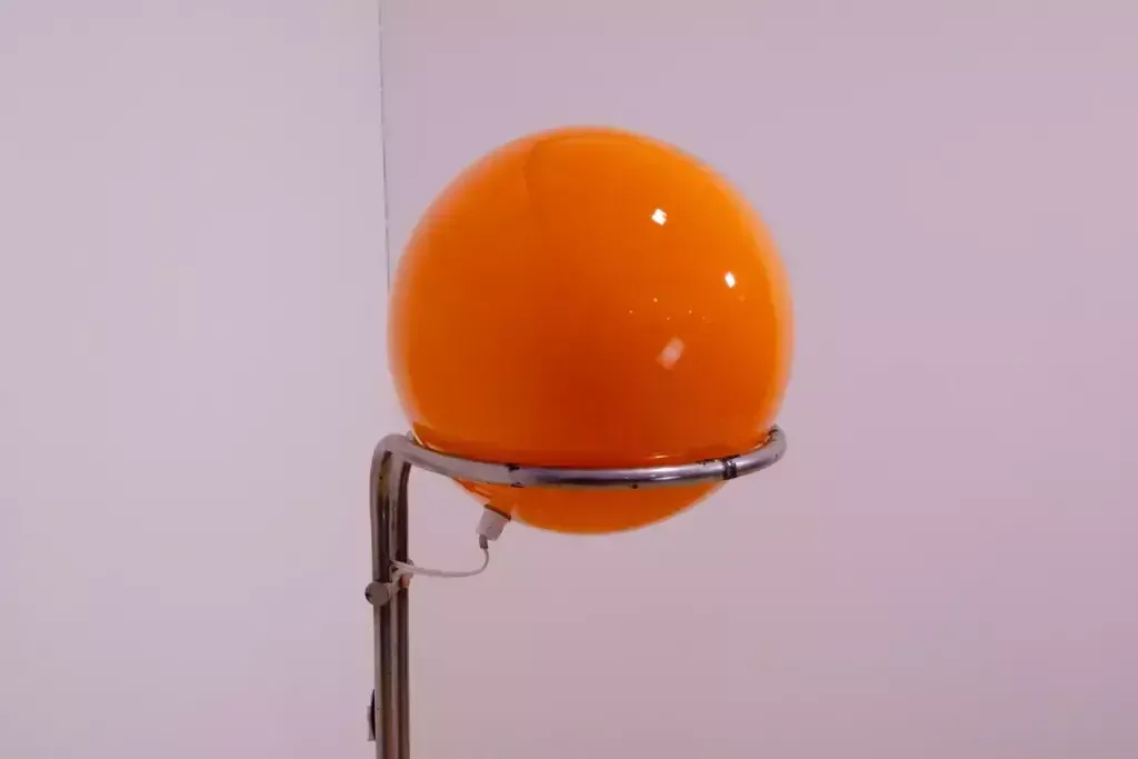 Atomic Age Orange Glass Floor Lamp By Tibor Hazi Hungary 1973 photo buy