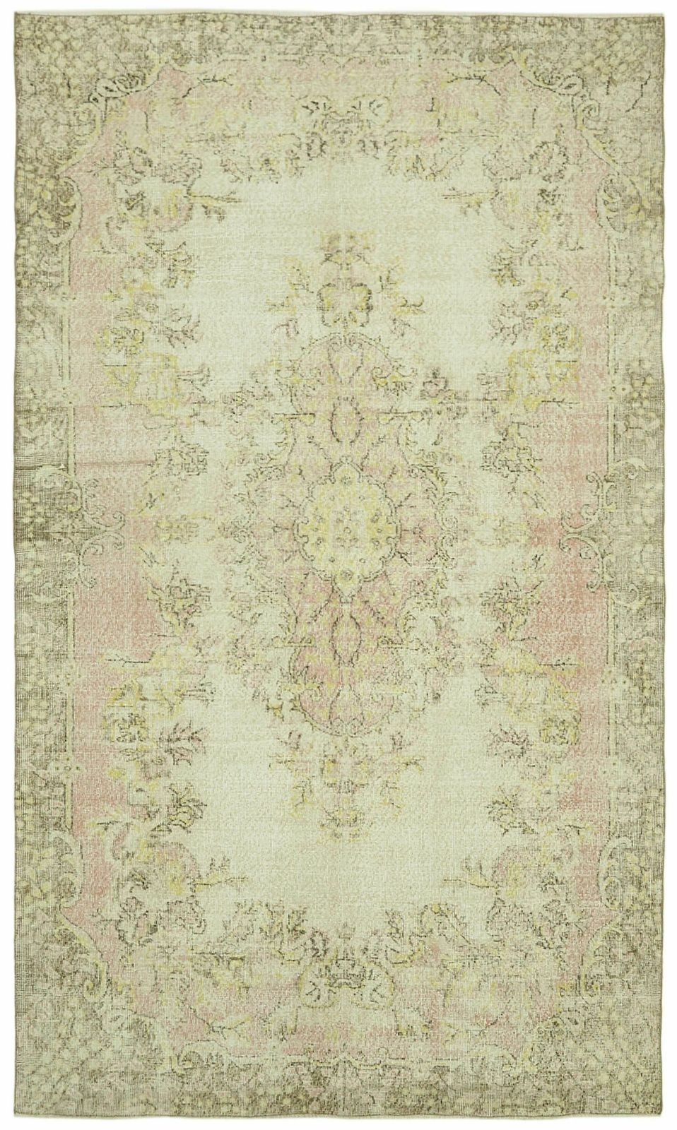 Handmade Anatolian Beige Turkish Vintage Area Rug  201 Cm X 331 Cm