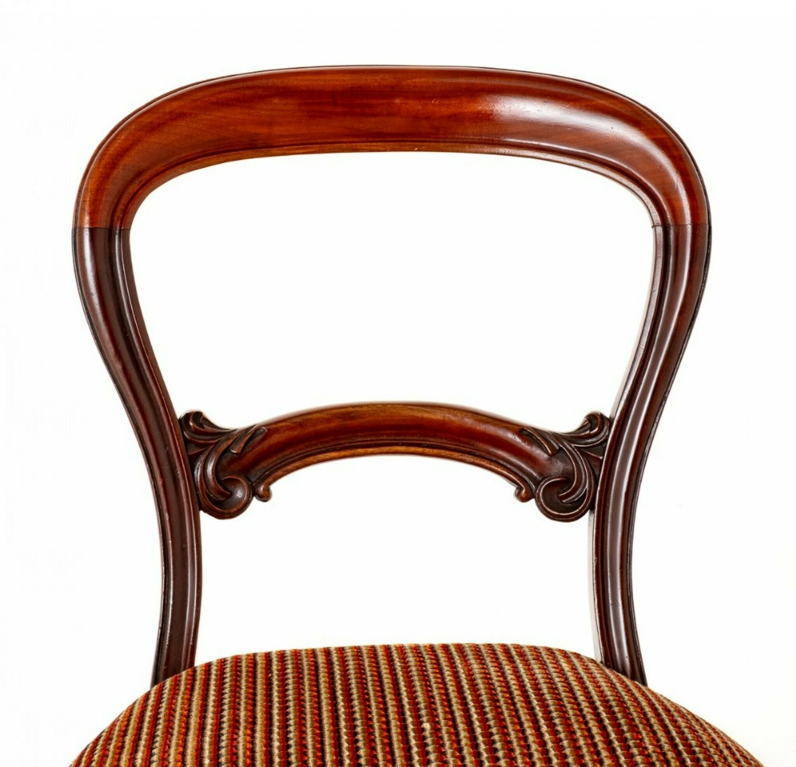 Set Victorian Balloon Back Dining Chairs Mahogany 1850 photo vintage