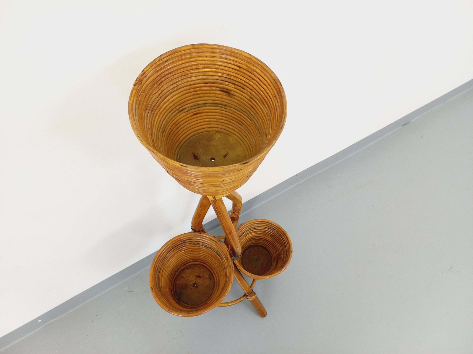 photo for sale Rattan Tripod Plant Holder, 1960s