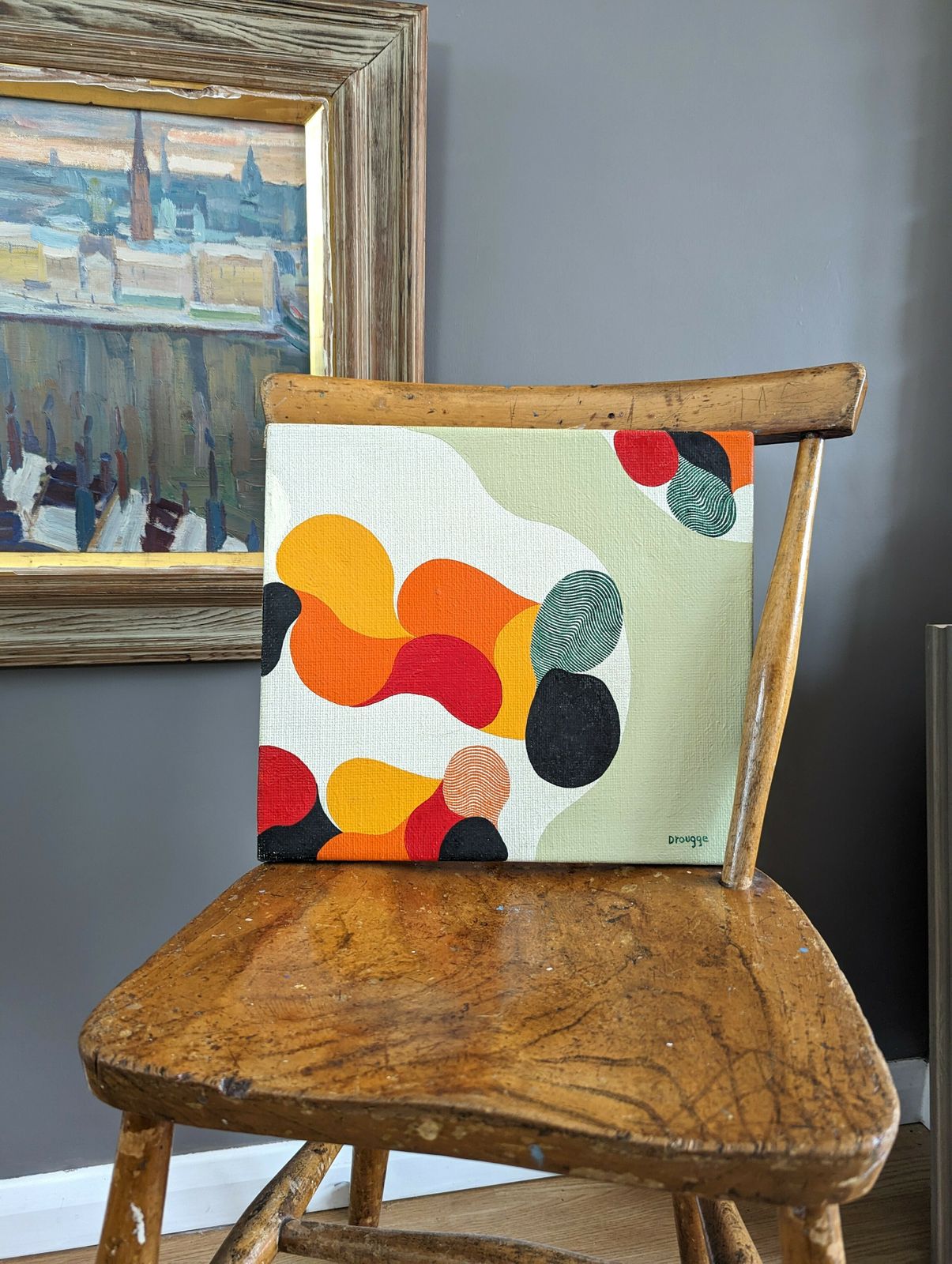 Fleck Oil Painting, Mid 20th Century photo for sale