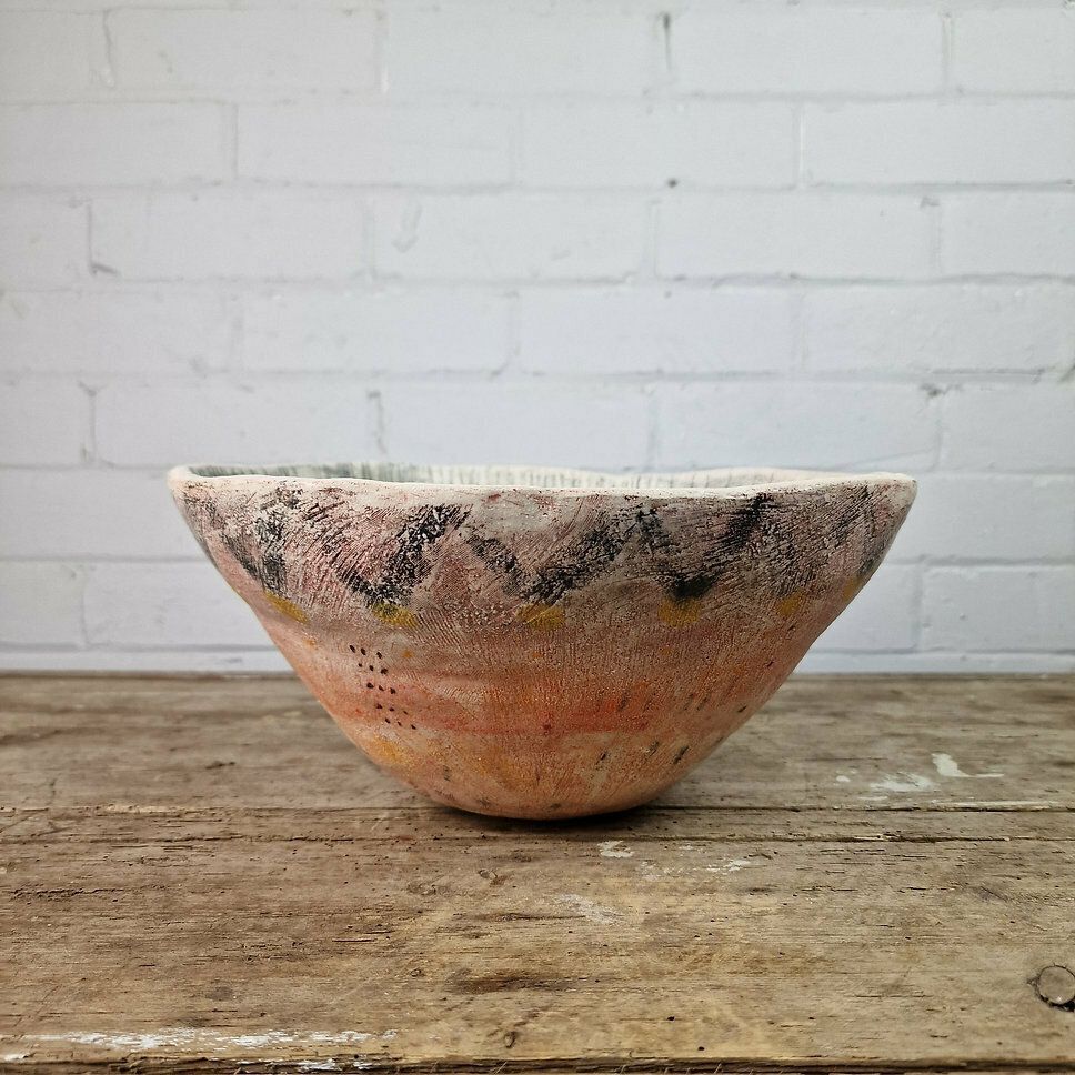 21st Century Original Art Pottery Textured Orange Ceramic Bowl By Hilary Marsh £300.00price photo furniture