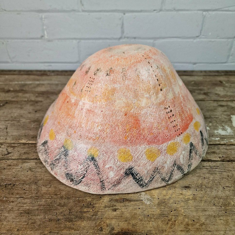 21st Century Original Art Pottery Textured Orange Ceramic Bowl By Hilary Marsh £300.00price photo Home Decor